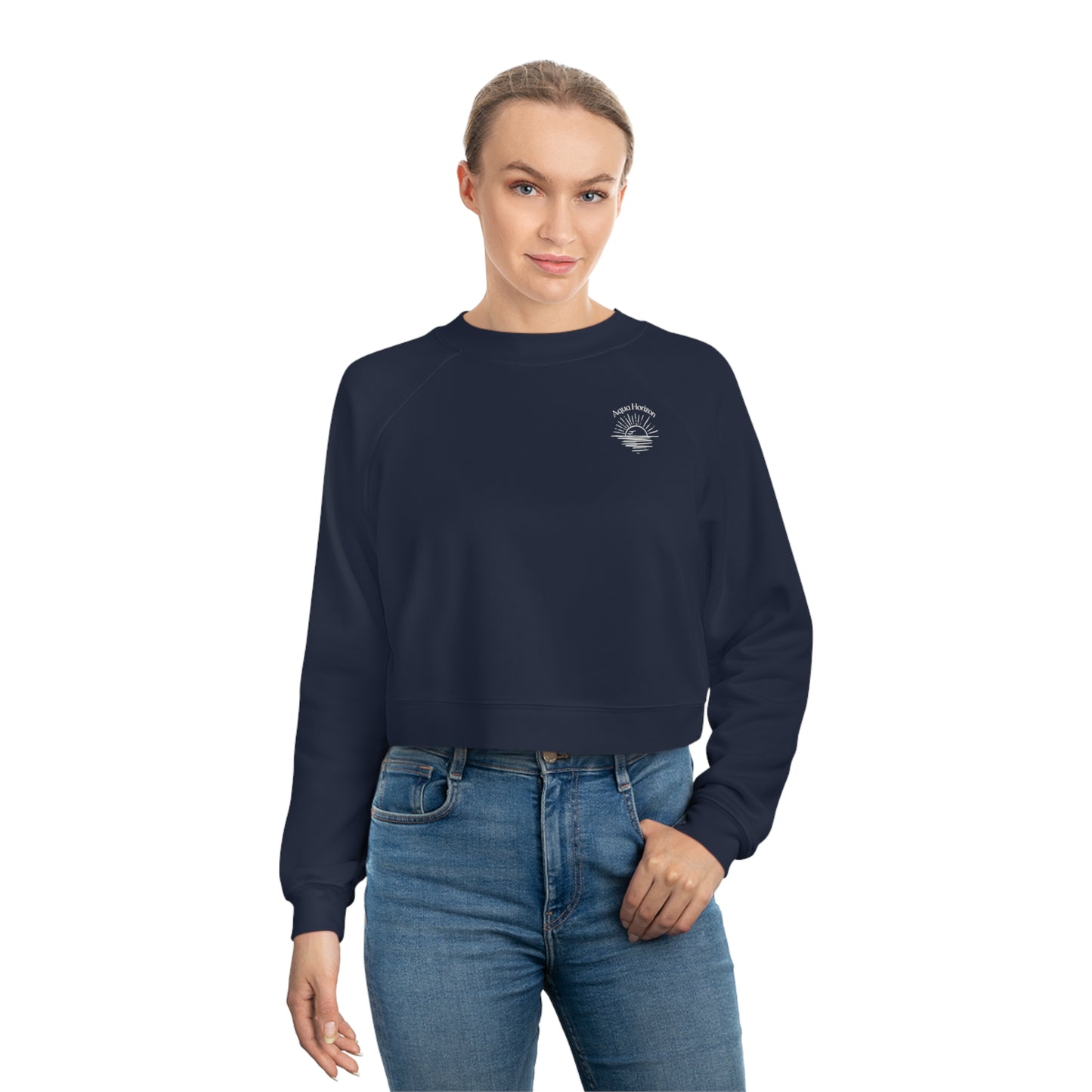 Aqua Horizon Women's Cropped Fleece Pullover