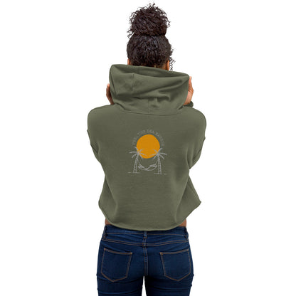 Aqua Horizon Relaxed Palm Crop Hoodie