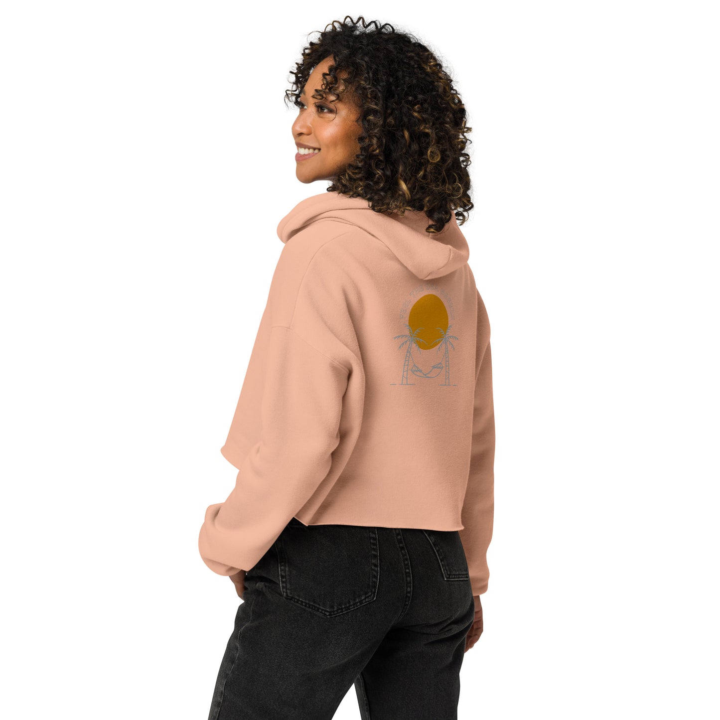 Aqua Horizon Relaxed Palm Crop Hoodie